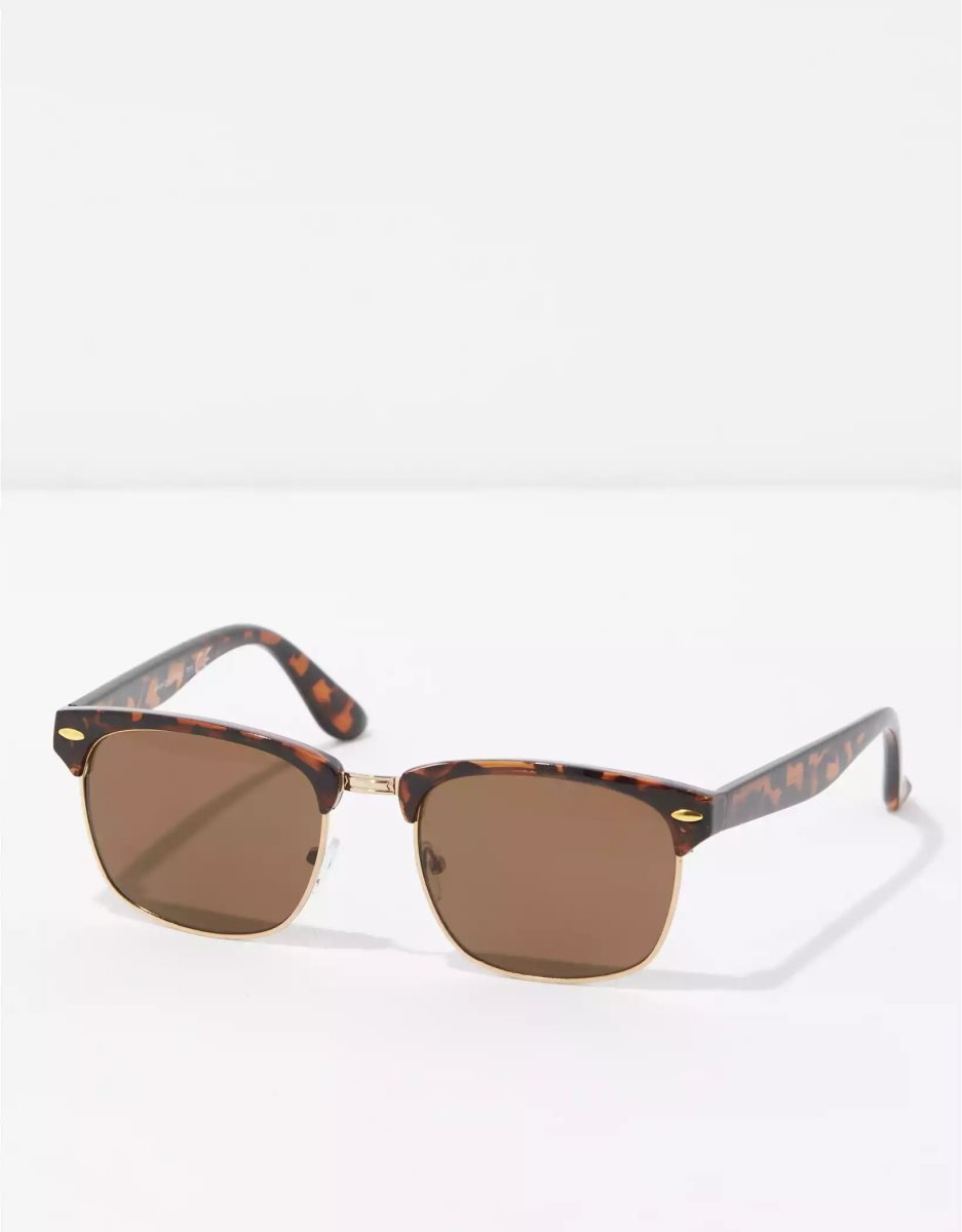 Lunettes de Soleil American Eagle AE Tortoise Clubmaster Multicolore Homme | YRD-09585126